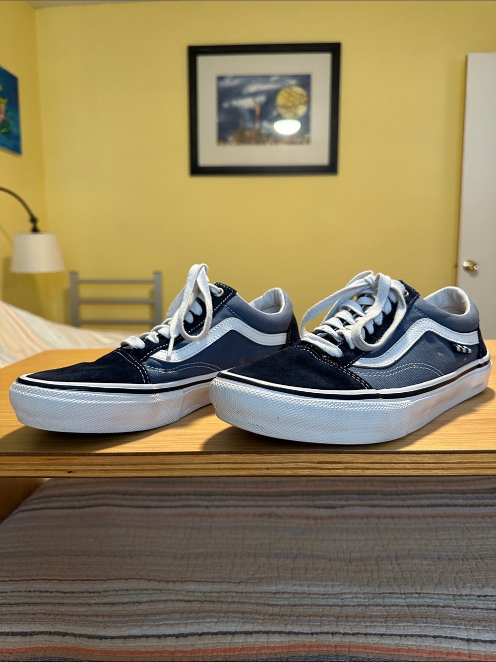 Vans Men’s Navy and White Skate Old Skool Sneakers - Picture 9 of 13